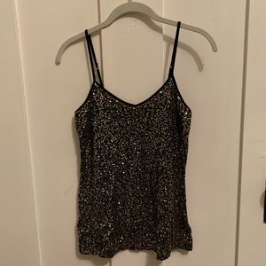Express Gold and Black Sequin Camisole